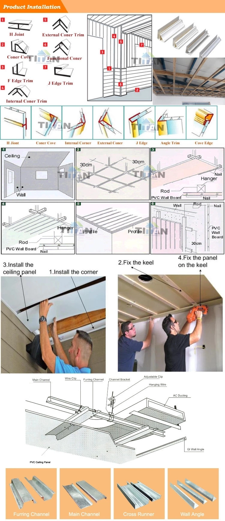 200-300mm Width Groove Laminated PVC Panel PVC Ceiling PVC Wall Panel Decoration Waterproof Panel